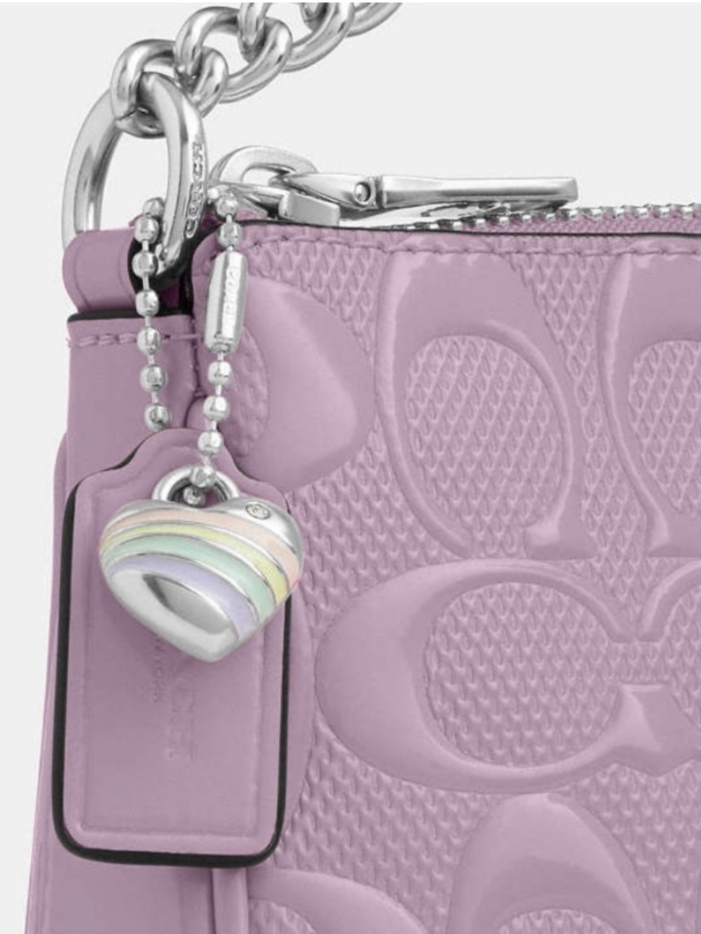 COACH Nolita 19 In Sig Leather W/Heart Charm
Wristlet Shoulder Bag Light
Violet - Picture 3 of 15